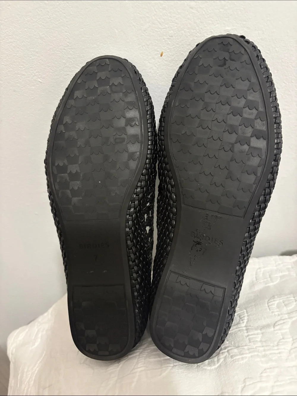 Birdies Black Woven Slip-On Loafers